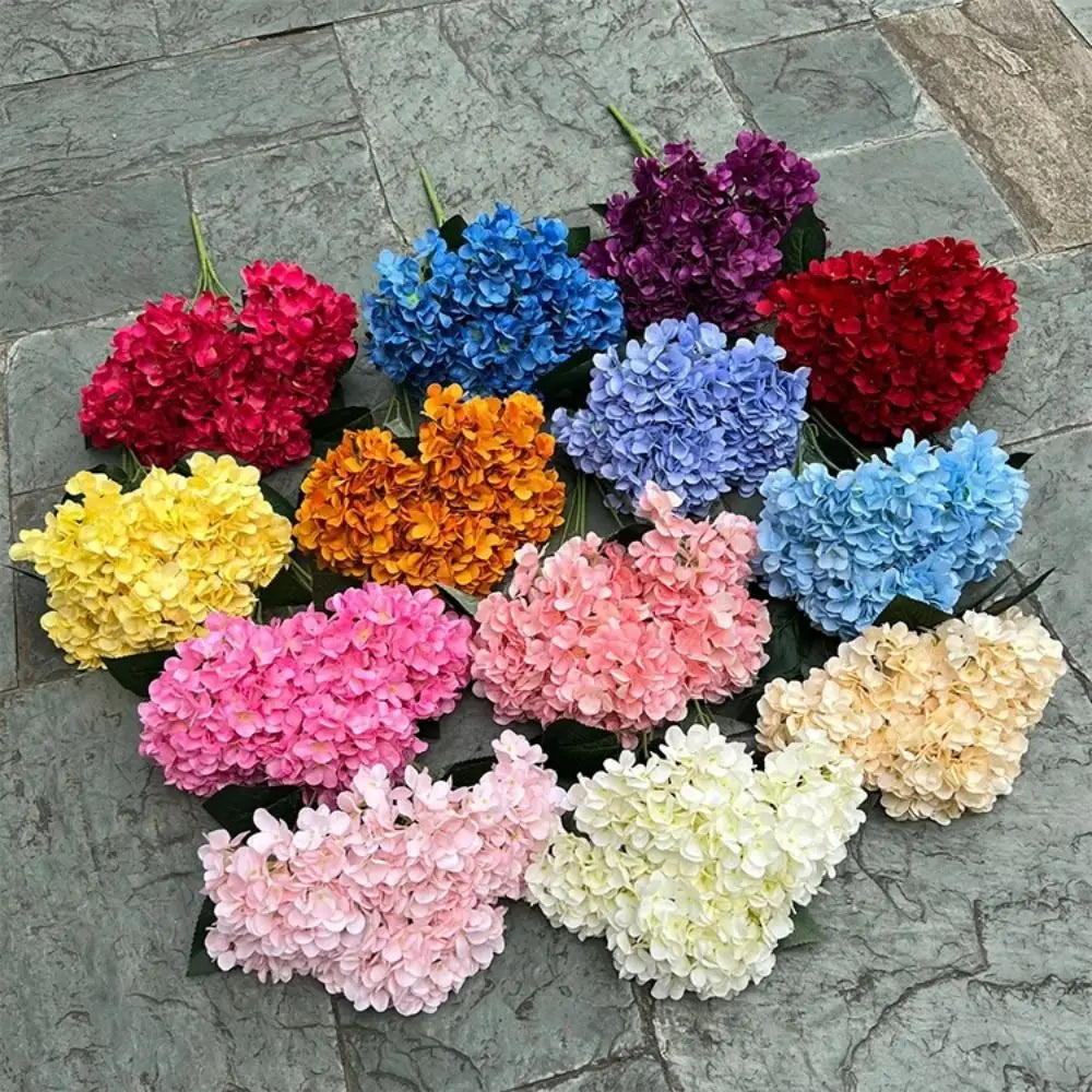 5-Head Artificial Hydrangea Silk Fake Flowers for Wedding & Decor Artificial Flowers Richie's