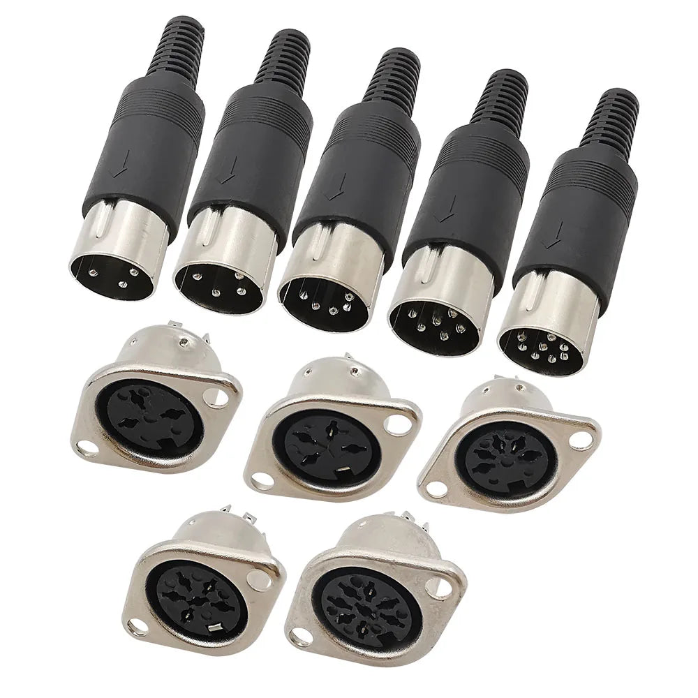 DIN 3 4 5 6 8 Pin Male Plug Female Socket Connector 2Pcs DIN Connector Richie's