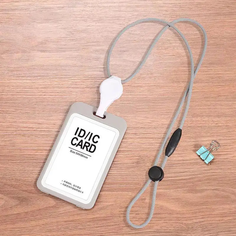 Retractable ID Badge Holder with Removable Lanyard | ABS ID Badge Holder Richie's Grey Vertical