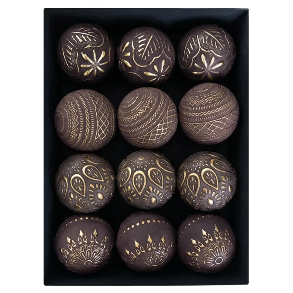 12 Antique-Style Christmas Ball Ornaments – Classic 8cm Baubles Christmas Tree Ornaments Richie's 7 8cm