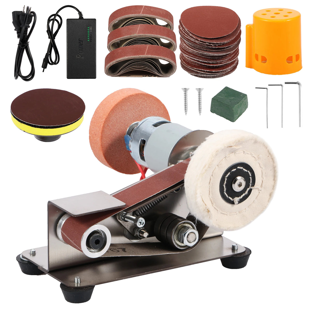 Mini Belt Sander 110-220V Variable Speed Grinding Polishing Tool Belt Sander Richie's Set C US Plug