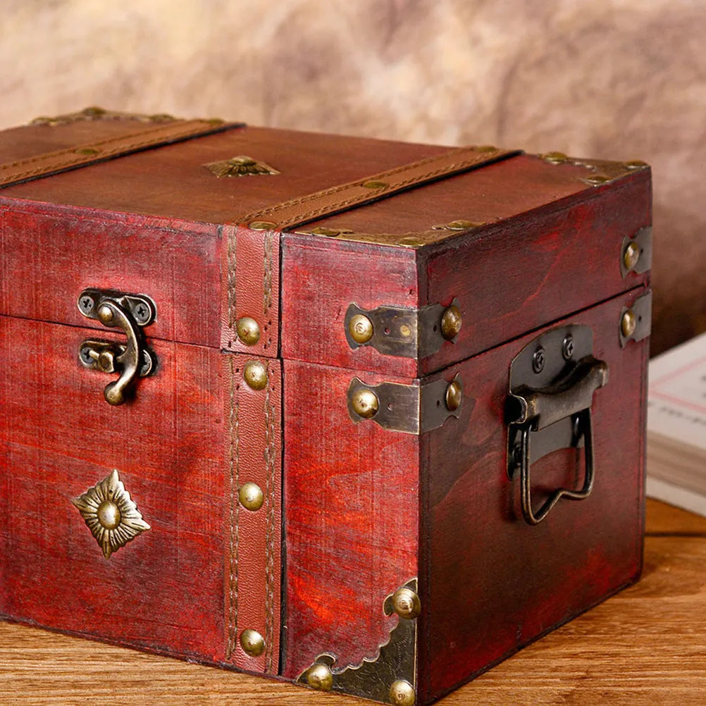 Wooden Treasure Chest Retro Jewelry Organizer Storage Box Decorative Storage Box Richie's Default Title
