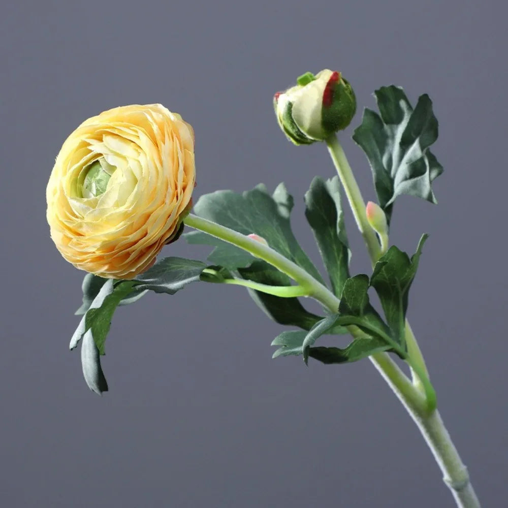 2-Head Artificial Silk Peony Flower Stem – Realistic Faux Bloom Artificial Silk Flower Richie's Yellow