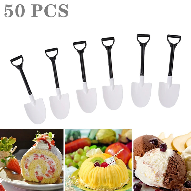 Mini Shovel Dessert Spoons Disposable Plastic 50pcs – Kids Party Disposable Dessert Spoons Richie's