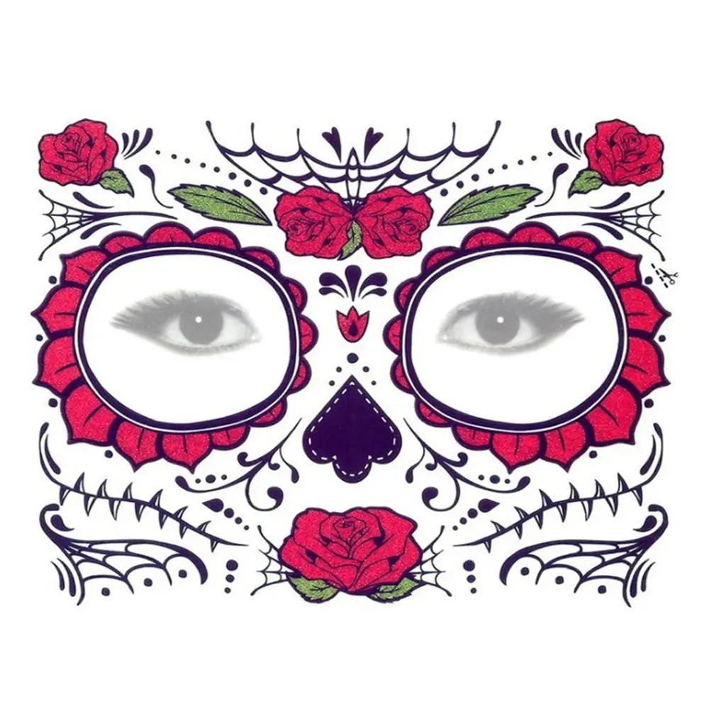 Skull Face Waterproof Temporary Tattoo Stickers – Halloween Temporary Tattoo Stickers Richie's T-006-9