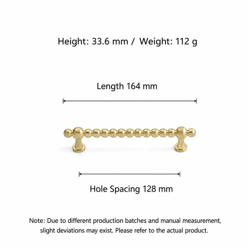 Zinc Alloy Beaded Cabinet Pull Handles – Drawer Bar Pulls Cabinet Pull Handle Richie's 128mm-Gold