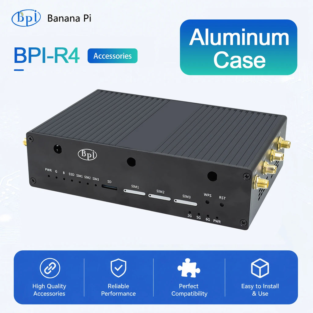 Banana Pi BPI-R4 Aluminum Case – Development Board Enclosure Development Board Case Richie's POE version