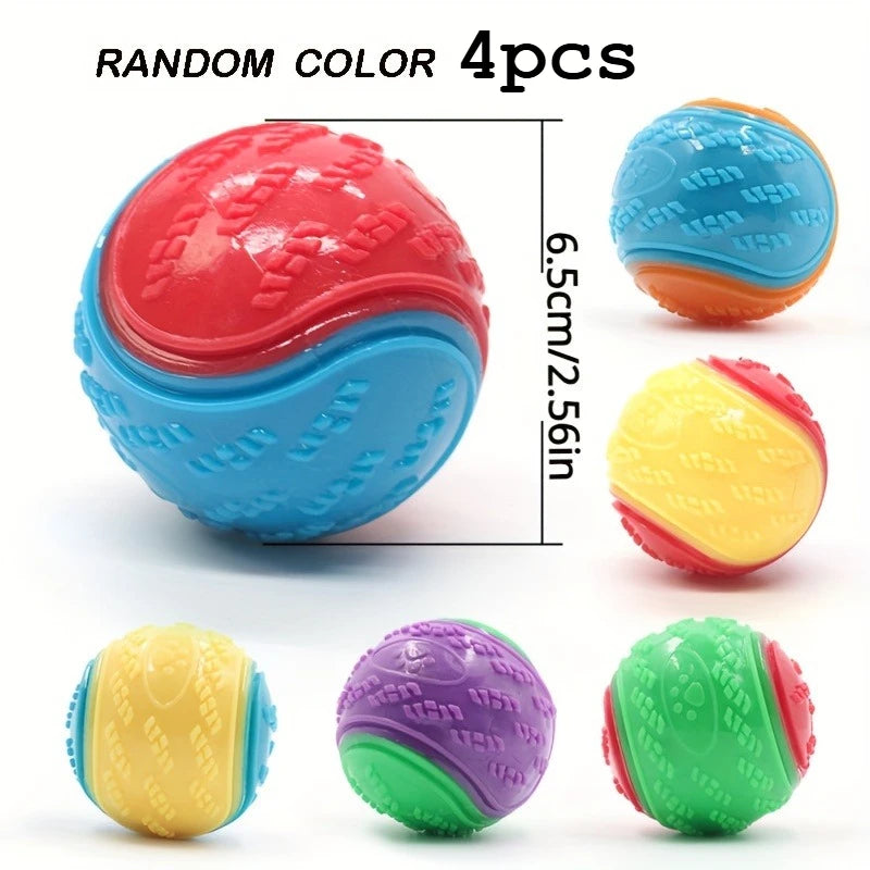 Squeaky TPR Dog Ball Toys – 4-Pack Bite-Resistant Chew Toy Dog Chew Toy Richie's 4pcs Random color