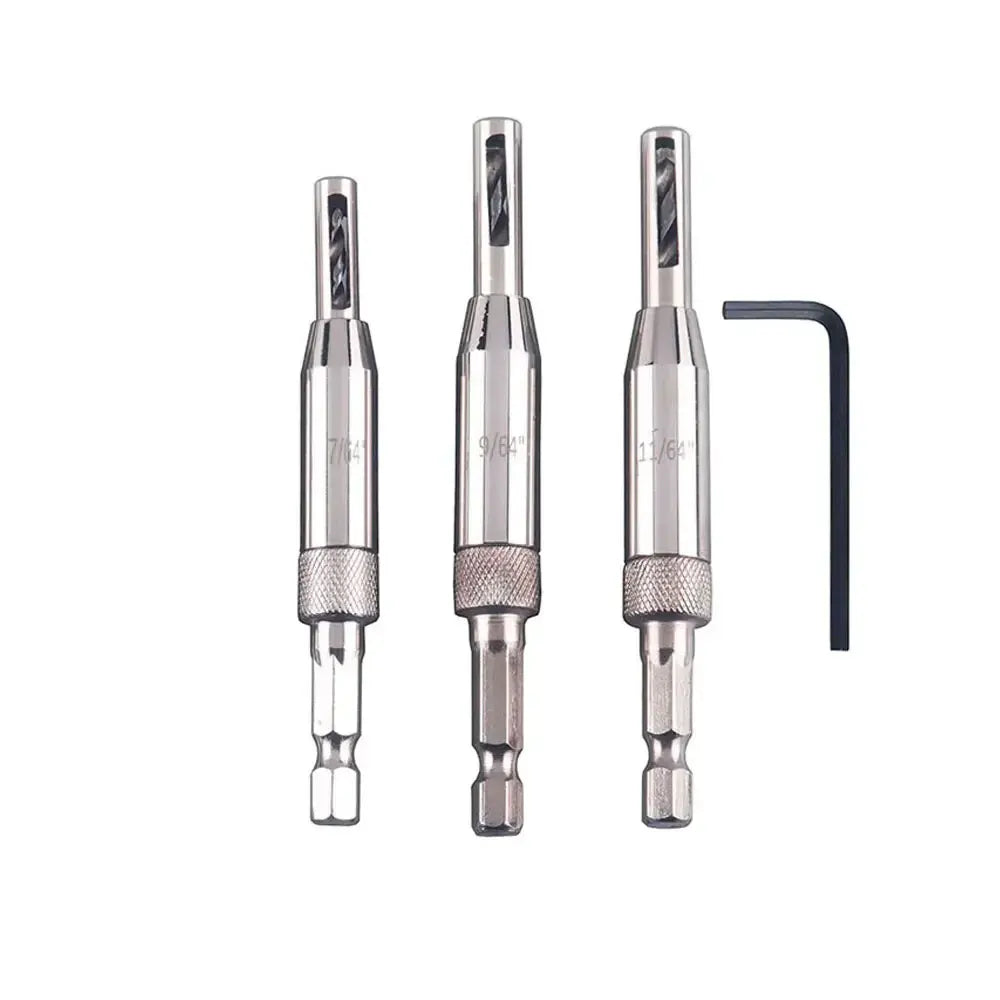 3-Pc HSS Self-Centering Hinge Drill Bit Set 7/64 9/64 11/64 Hinge Drill Bit Set Richie's Silver