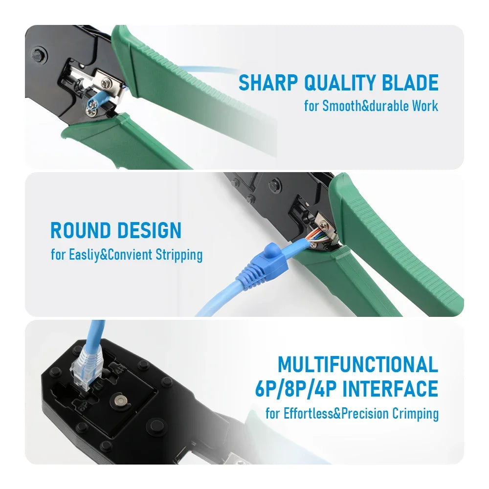 RJ45 Crimping Tool Kit – Network Tester, Stripper & Cat5 Plugs Network Crimping Kit Richie's