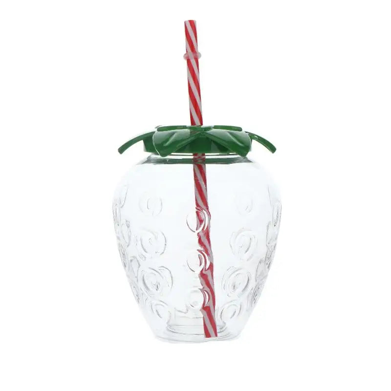 Strawberry Shaped Water Bottle with Straw – Cute Portable Cup Novelty Water Bottle Richie's Clear Strawberry