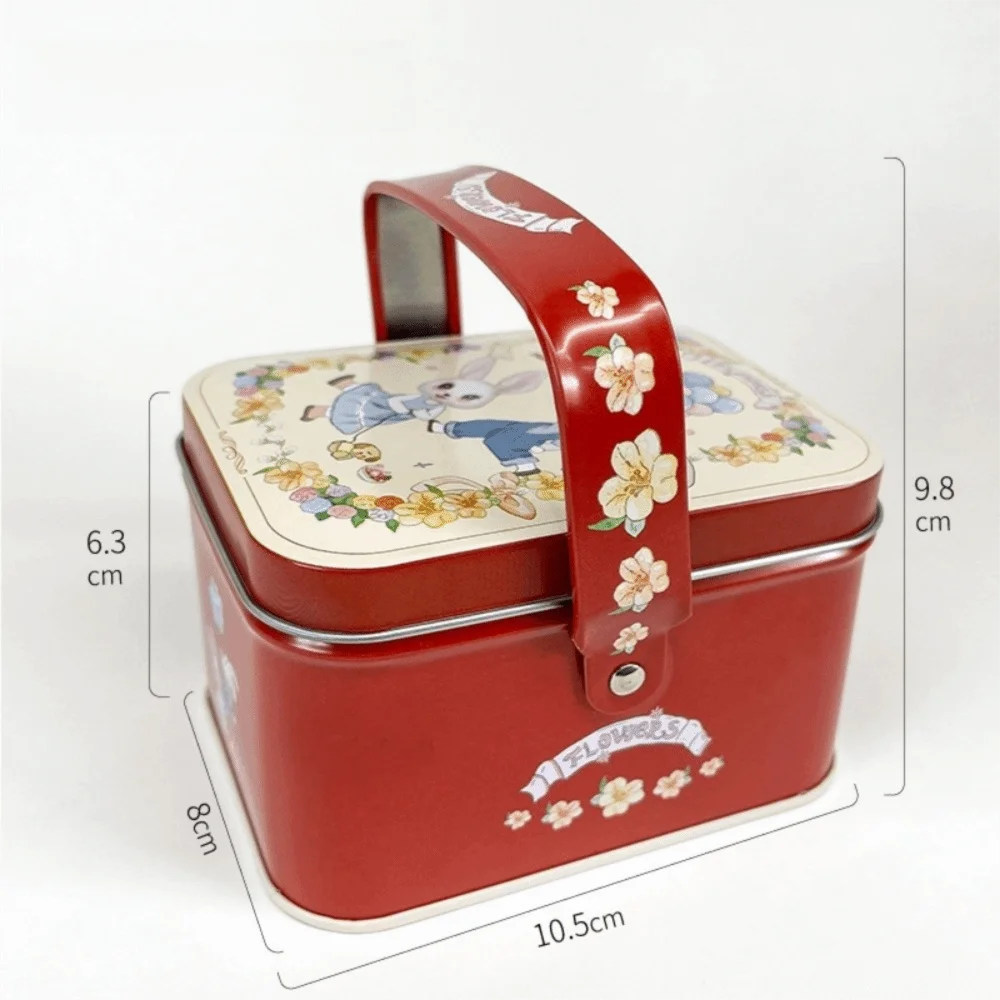 Rabbit Tinplate Candy Box with Handle | Cartoon Metal Tin Gift Tin Candy Box Richie's Style G 5x5x5cm