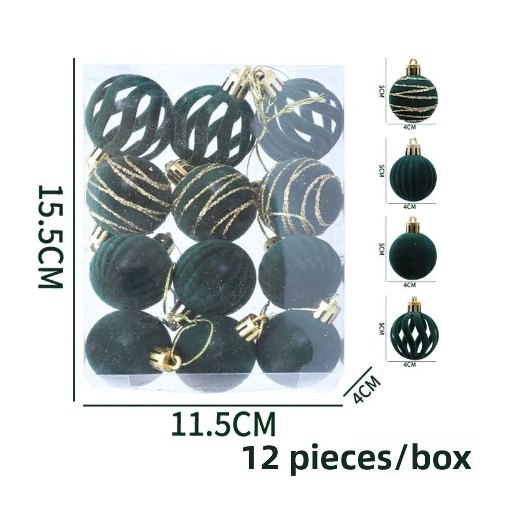 12pcs Foam Christmas Ball Ornaments 6cm Xmas Tree Pendants Christmas Tree Ornaments Richie's Green