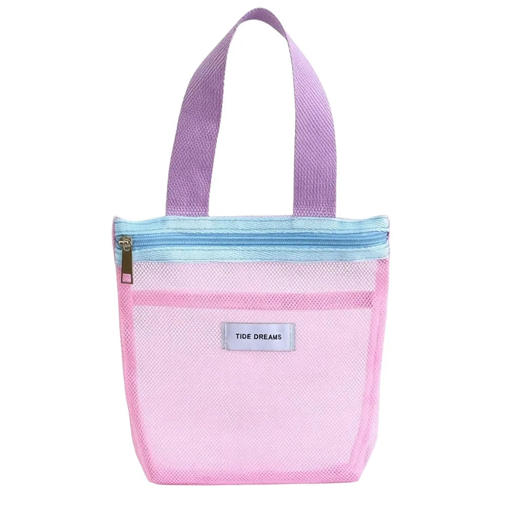 Portable Transparent Mesh Toiletry & Makeup Bag – 5 Colors Mesh Toiletry Bag Richie's Pink