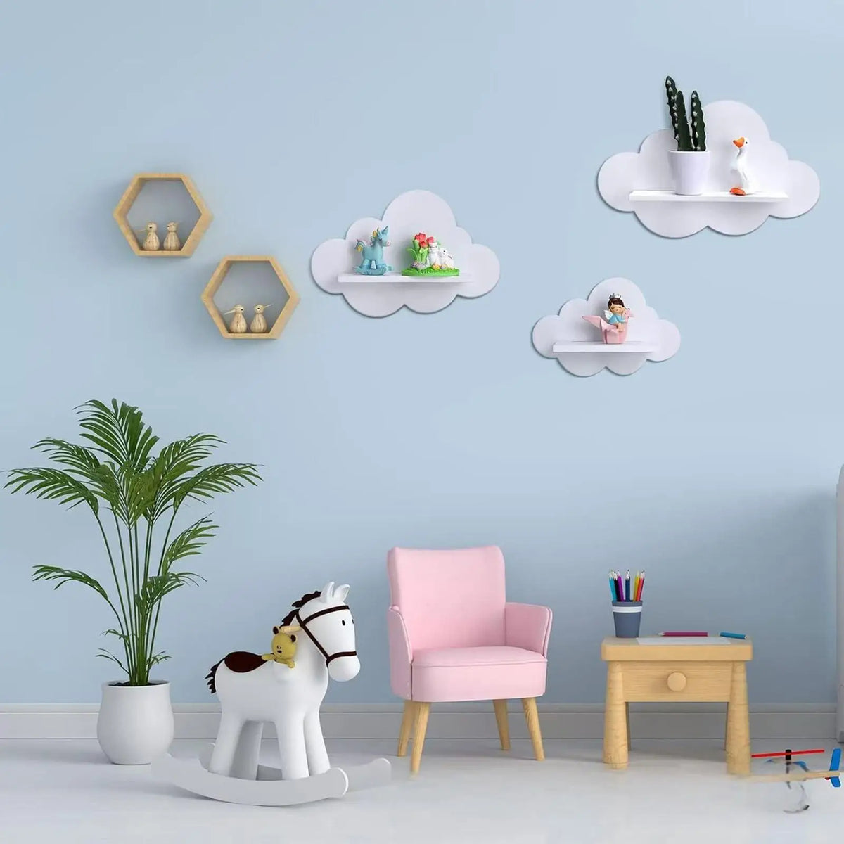 Cloud-Shaped Floating Wall Shelves Set of 3 – Kids Room Decor Floating Wall Shelves Richie's
