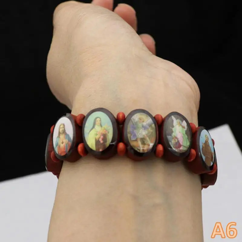 Wood Prayer Bead Bracelet – Religious Icon Drip Oil Finish Prayer Bead Bracelet Richie's A6
