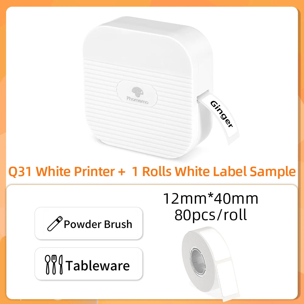 Phomemo Q31 Bluetooth Thermal Label Maker – Portable, Ink-Free Thermal Label Printer Richie's Q31 White Printer CN