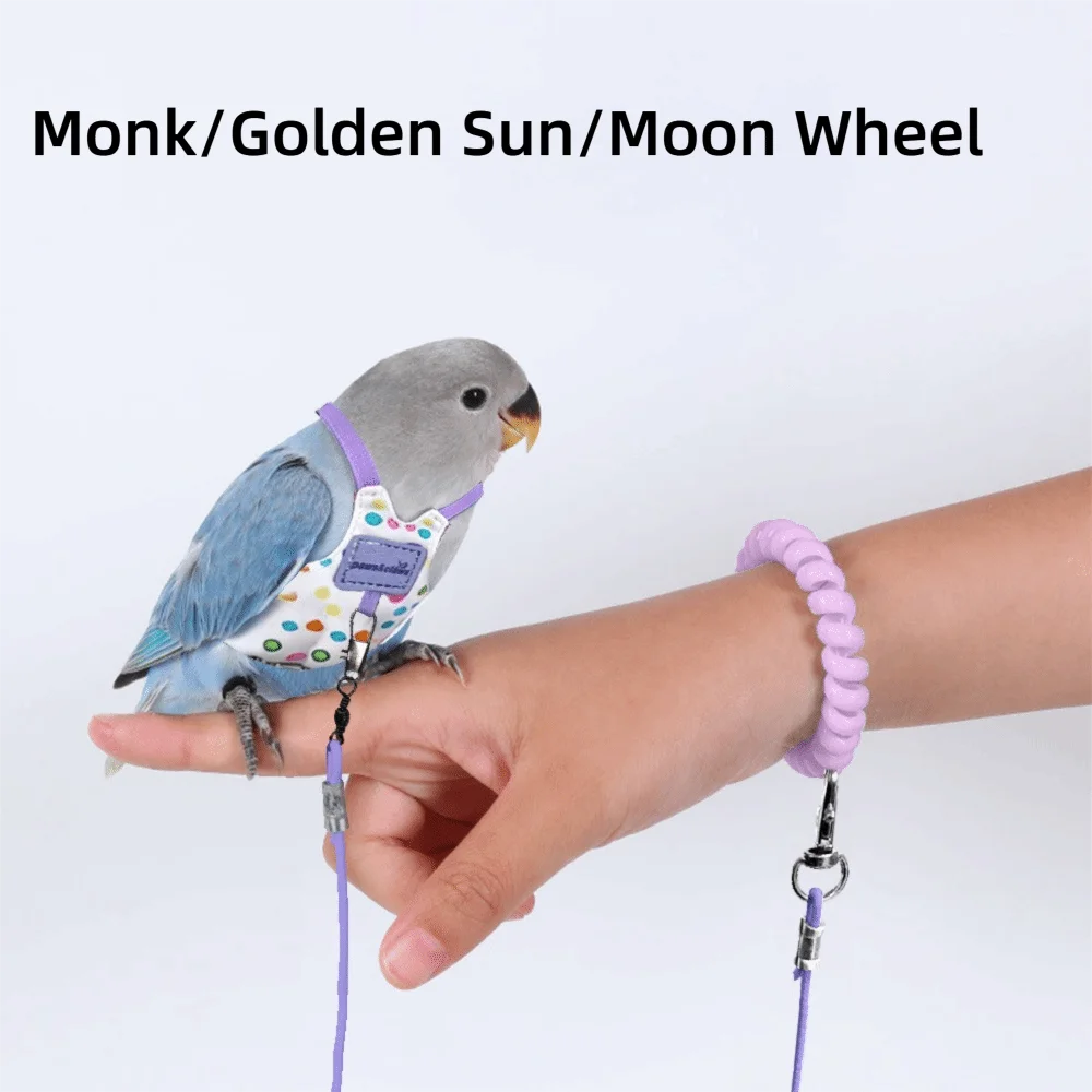 Adjustable Breathable Parrot Flight Harness & Walking Leash Bird Flight Harness Richie's Purple-Style5