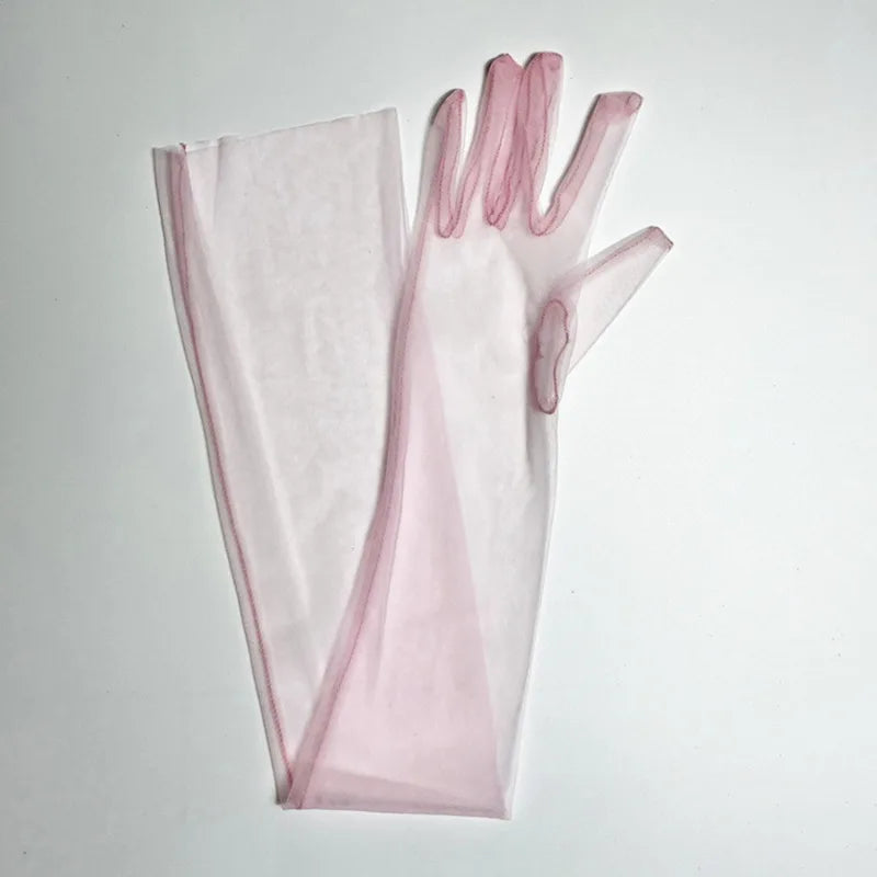 Women's Lace Tulle Long Gloves – Wedding, Prom & Party Bridal Lace Gloves Richie's pink