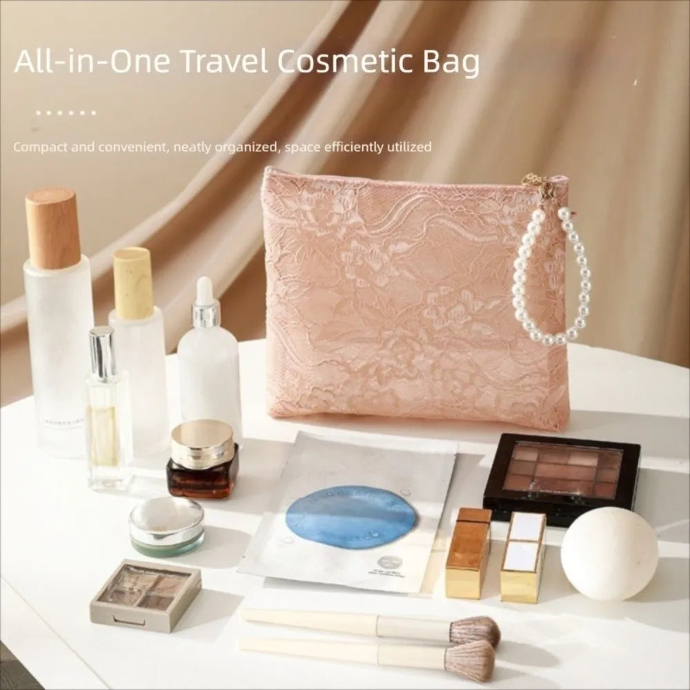 Lace Cosmetic Pouch Pearl Chain Makeup Travel Bag Organizer Cosmetic Travel Pouch Richie's