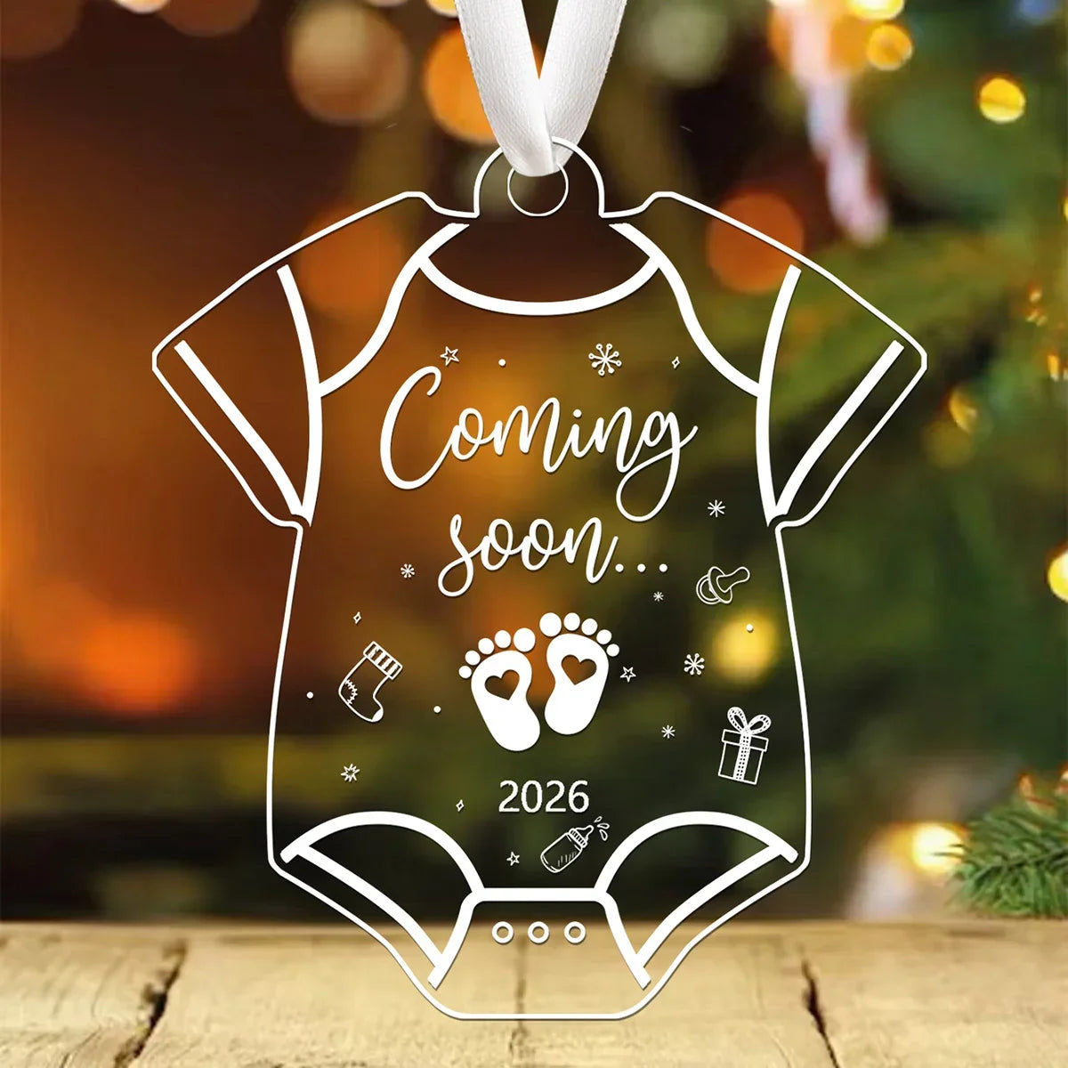 2026 Baby Announcement Christmas Ornament Set of 2 | Heart Decor Christmas Ornament Set Richie's