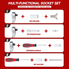 130-Pc Mini Ratchet Set 1/4" Drive 72-Tooth S2 Steel Bits Ratchet Socket Set Richie's
