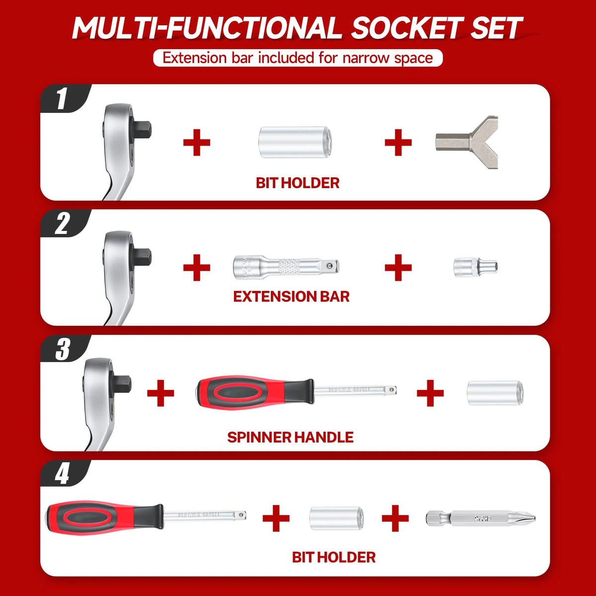 130-Pc Mini Ratchet Set 1/4" Drive 72-Tooth S2 Steel Bits Ratchet Socket Set Richie's