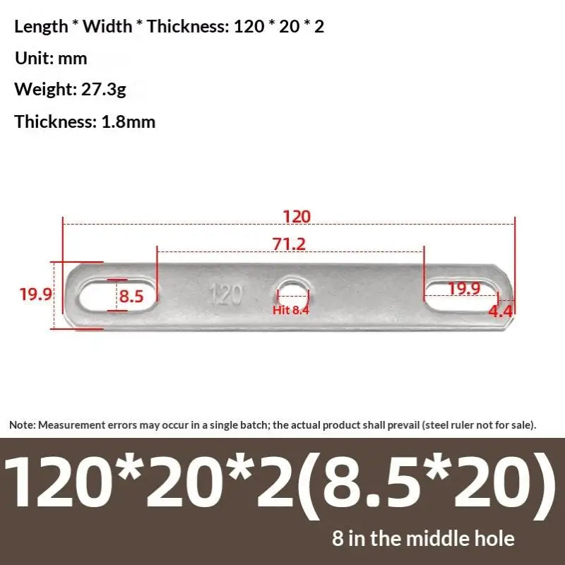 304 Stainless Steel Double Hole Flat Gasket Straight Plate Metal Flat Gasket Richie's 130x20x2cm B