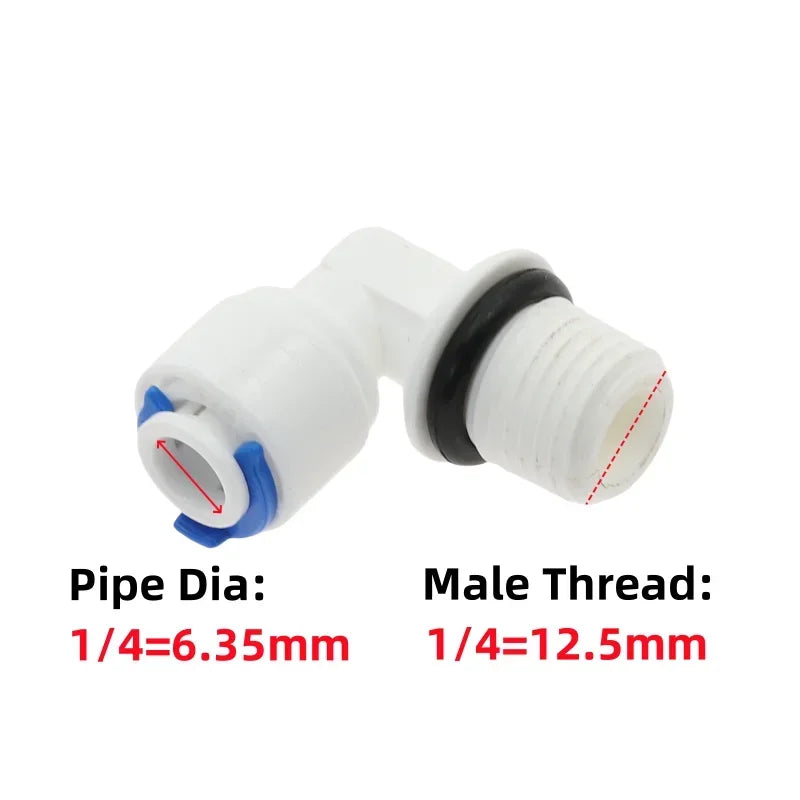 5Pcs RO Water Quick Elbow Fittings – 1/4" & 3/8" Tube Connectors Pipe Elbow Fittings Richie's PL 6.35mm-1I4 Elbow Pipe to Male