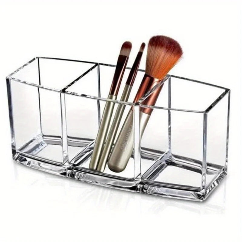 Clear 3-Grid Makeup Organizer – Lipstick & Cosmetic Holder Makeup Organizer Box Richie's