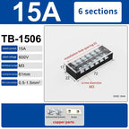 Dual Row Barrier Screw Terminal Block 15A 600V TB Series Screw Terminal Block Richie's TB1506