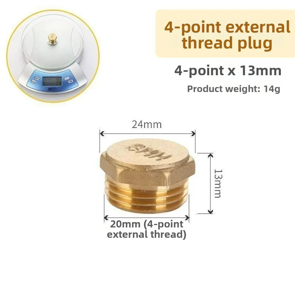 Brass BSP Threaded Pipe End Cap Plug – Hex Head Blind Stopper Pipe Fitting Plug Richie's Cap Male 1I2