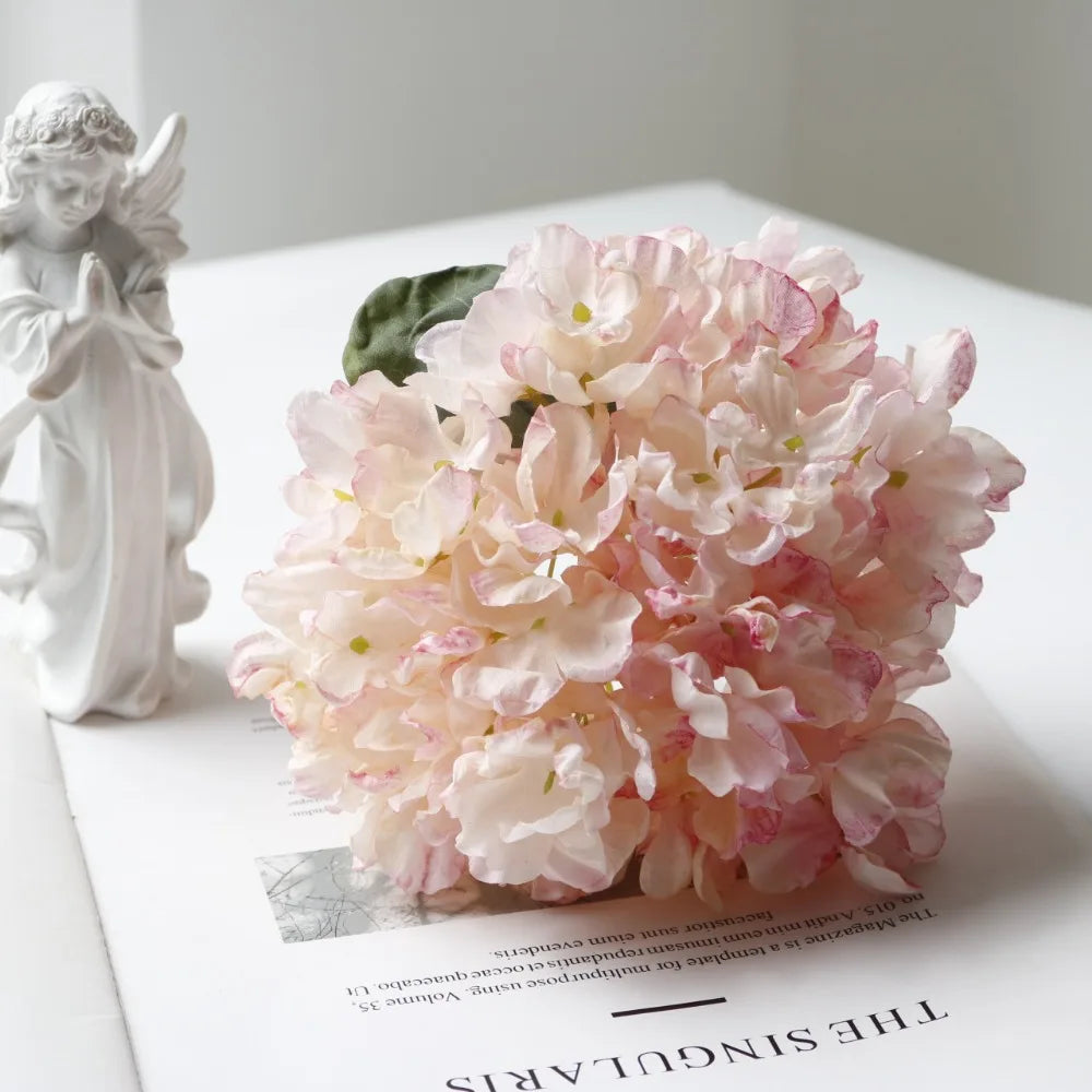 Silk Burnt Edge Hydrangea Artificial Flowers – 10 Colors Artificial Flower Bouquet Richie's Light Pink