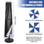 APWIKOGER Patio Umbrella Cover Waterproof Anti-UV with Zipper Patio Umbrella Cover Richie's black 190cm