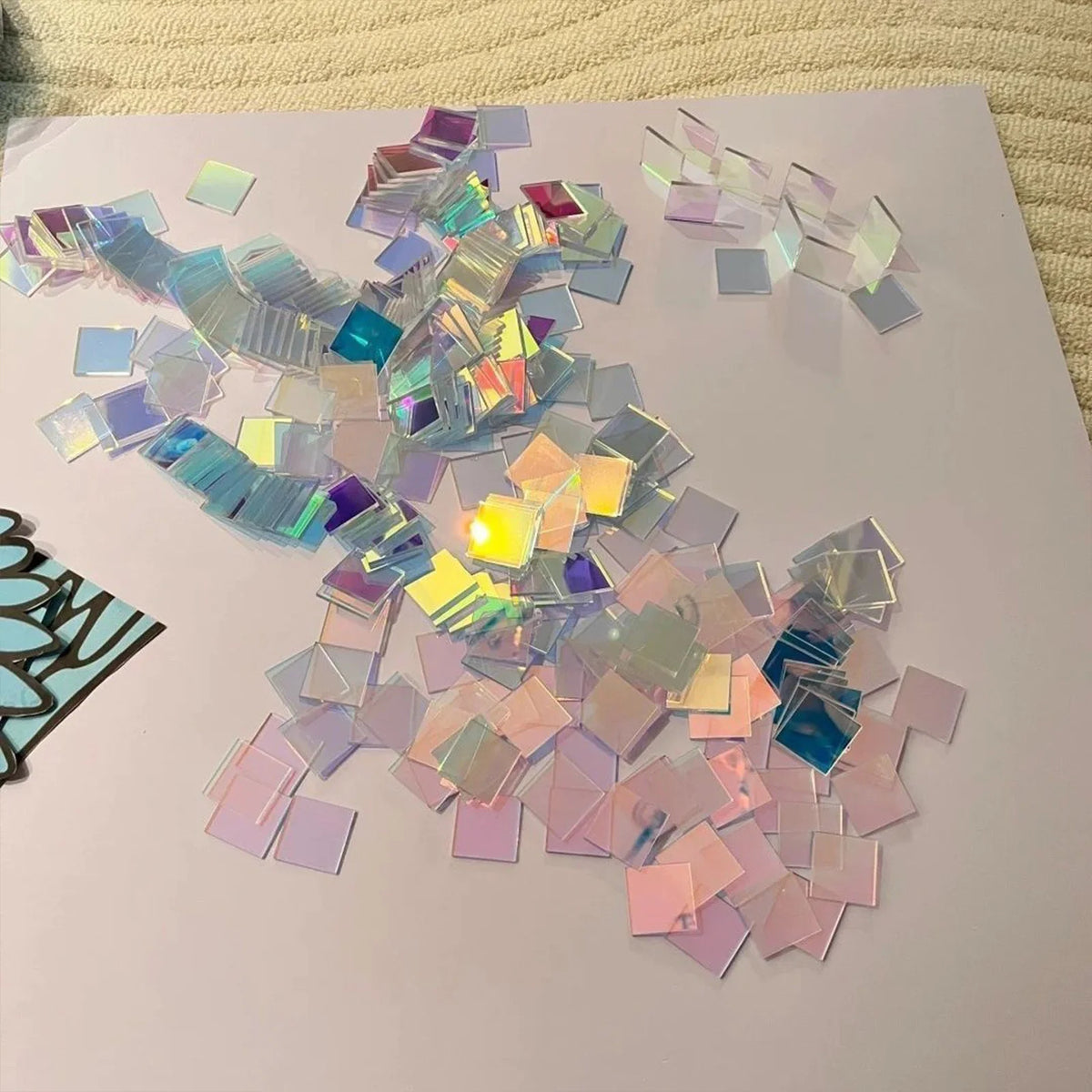 Rainbow Holographic Acrylic Mosaic Tiles – 50/100 Mini Squares Craft Mosaic Tiles Richie's