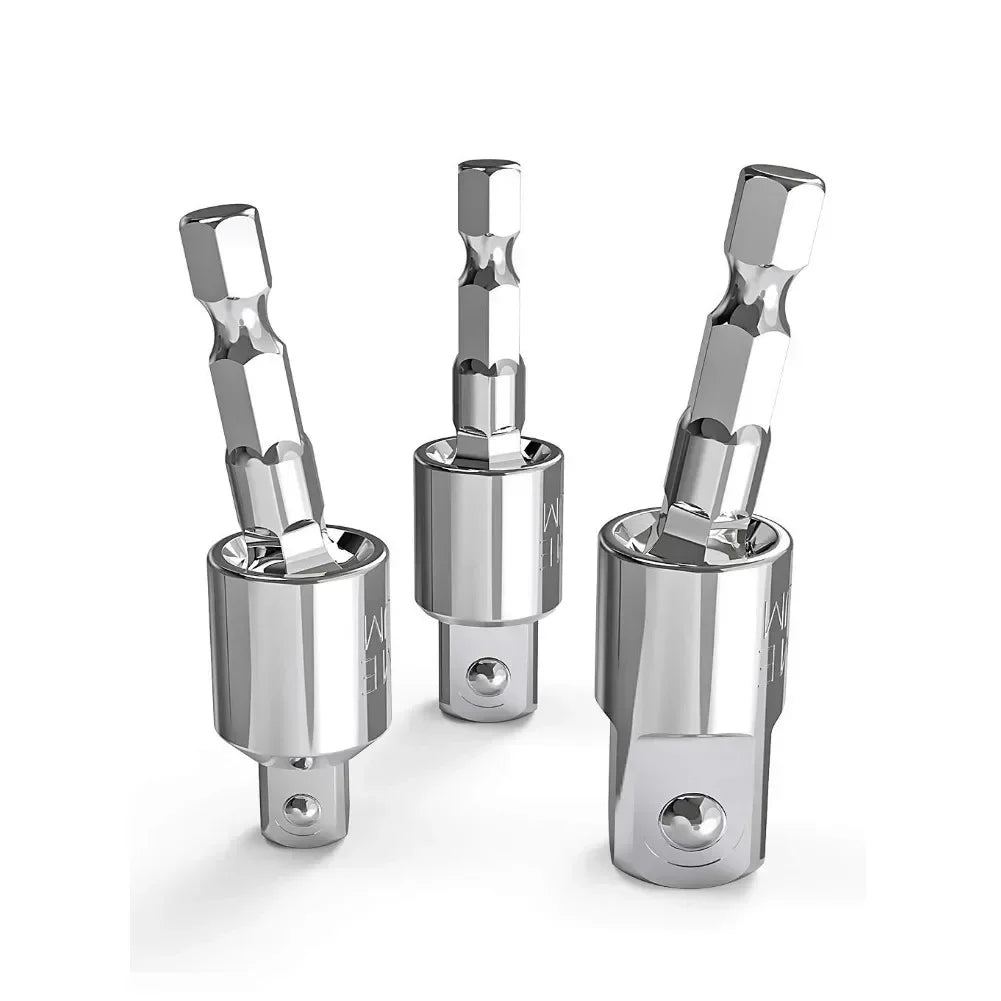 360° Rotatable Impact Driver Socket Adapter 1/4 3/8 Hex Socket Adapter Richie's 3pcs silver