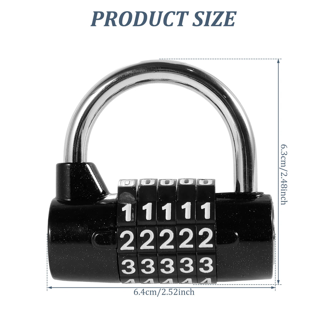 5-Digit Combination Padlock – Resettable Zinc Alloy Lock Combination Padlock Richie's black Small