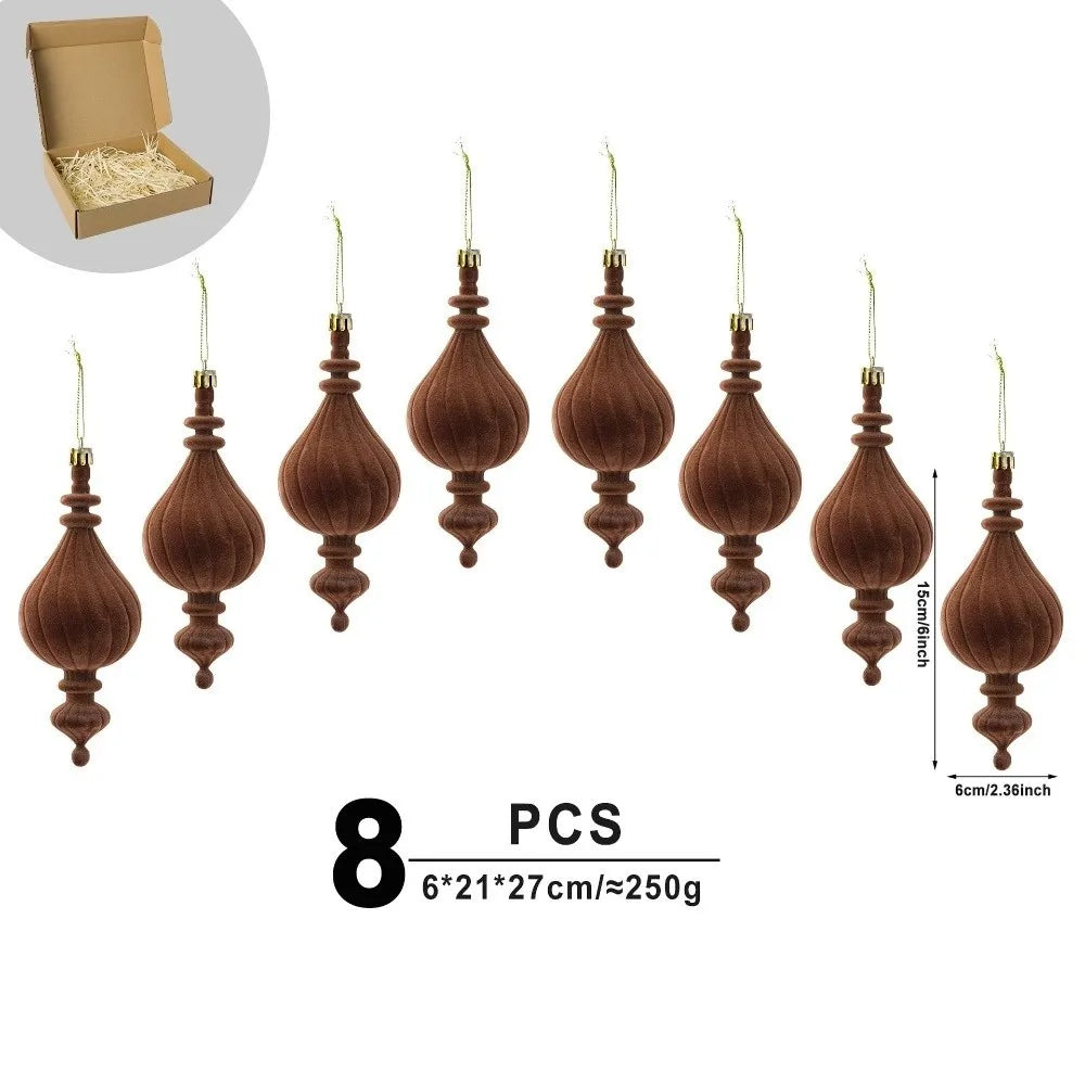 8pcs Velvet Gift Box Christmas Tree Ornaments – Flocked Pendants Christmas Tree Ornaments Richie's