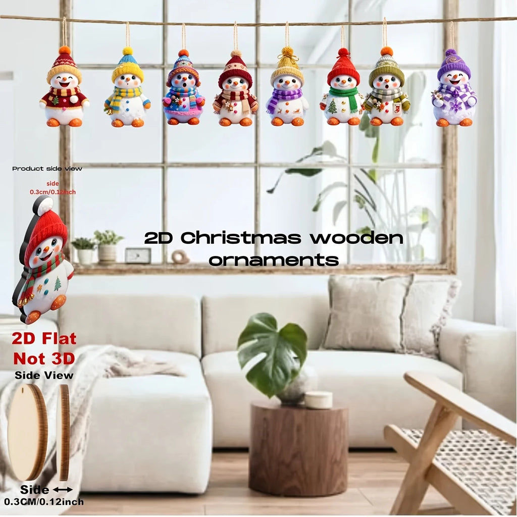16pcs Wooden Snowman Christmas Tree Ornament Set | Xmas Décor Christmas Ornament Set Richie's