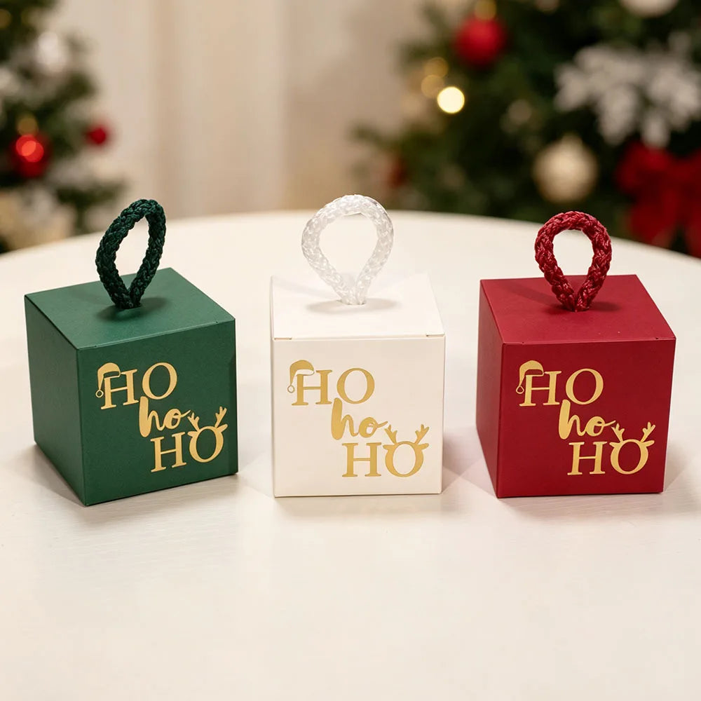 10pcs Christmas Cube Gift Boxes with Rope Handle | Favor Boxes Holiday Gift Boxes Richie's