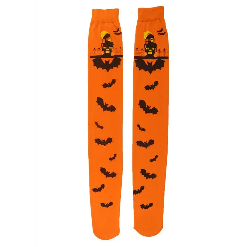 Halloween Spider Web Blood Print Over-Knee Cosplay Stockings Halloween Costume Stockings Richie's orange One Size