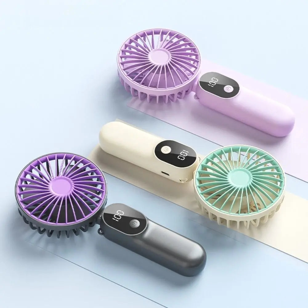 USB Rechargeable Mini Handheld Fan – 6-Speed Digital Display Handheld Mini Fan Richie's