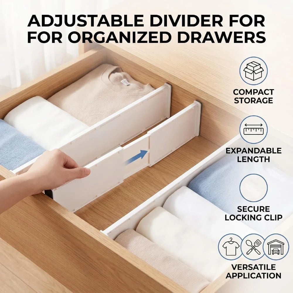 8-Pack Adjustable Drawer Dividers with Side Locking Buckle Drawer Organizer Richie's