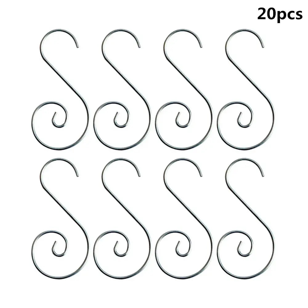 20Pcs S-Shape Metal Christmas Ornament Hooks – Xmas Tree Hangers Christmas Ornament Hooks Richie's silver