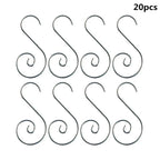 20-Pack S-Shaped Metal Christmas Ornament Hooks – 4 Colors Christmas Ornament Hooks Richie's silver