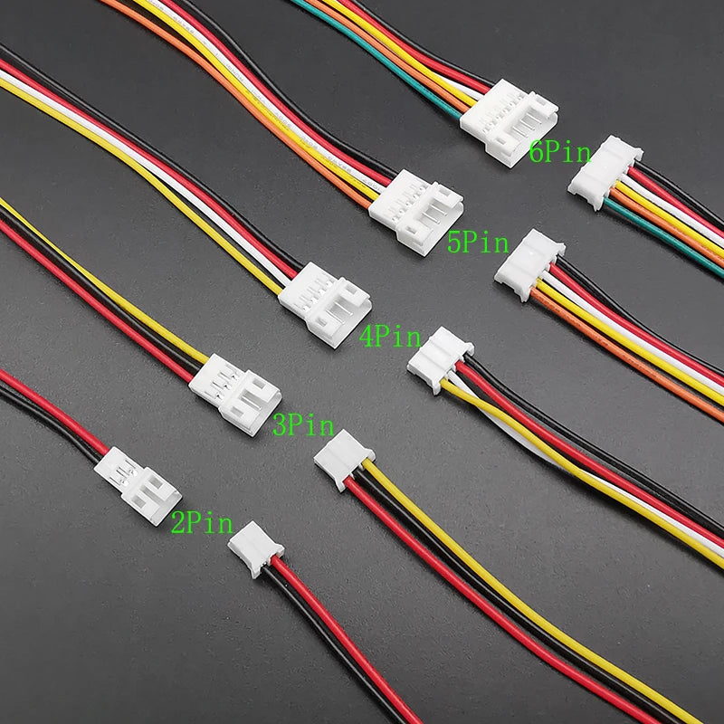 10 Pairs JST PH 2.0mm Connectors 2-6 Pin Male Female Wired Electronics Connector Richie's 2Pin