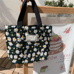 Daisy Embroidered Canvas Tote Bag – Women's Floral Handbag Canvas Tote Bag Richie's Black