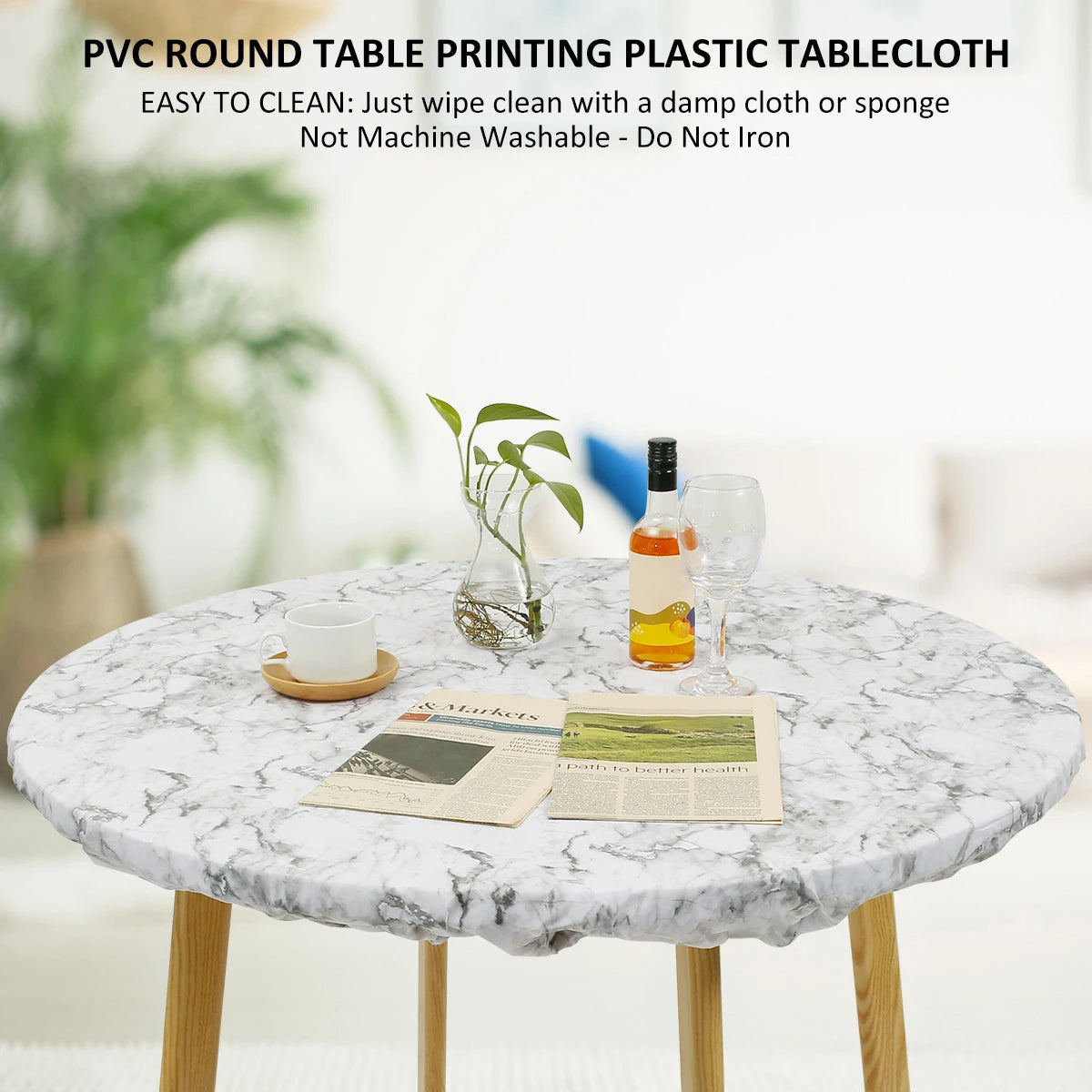 Waterproof Round PVC Tablecloth with Elastic Edge & Flannel Back Round Tablecloth Richie's