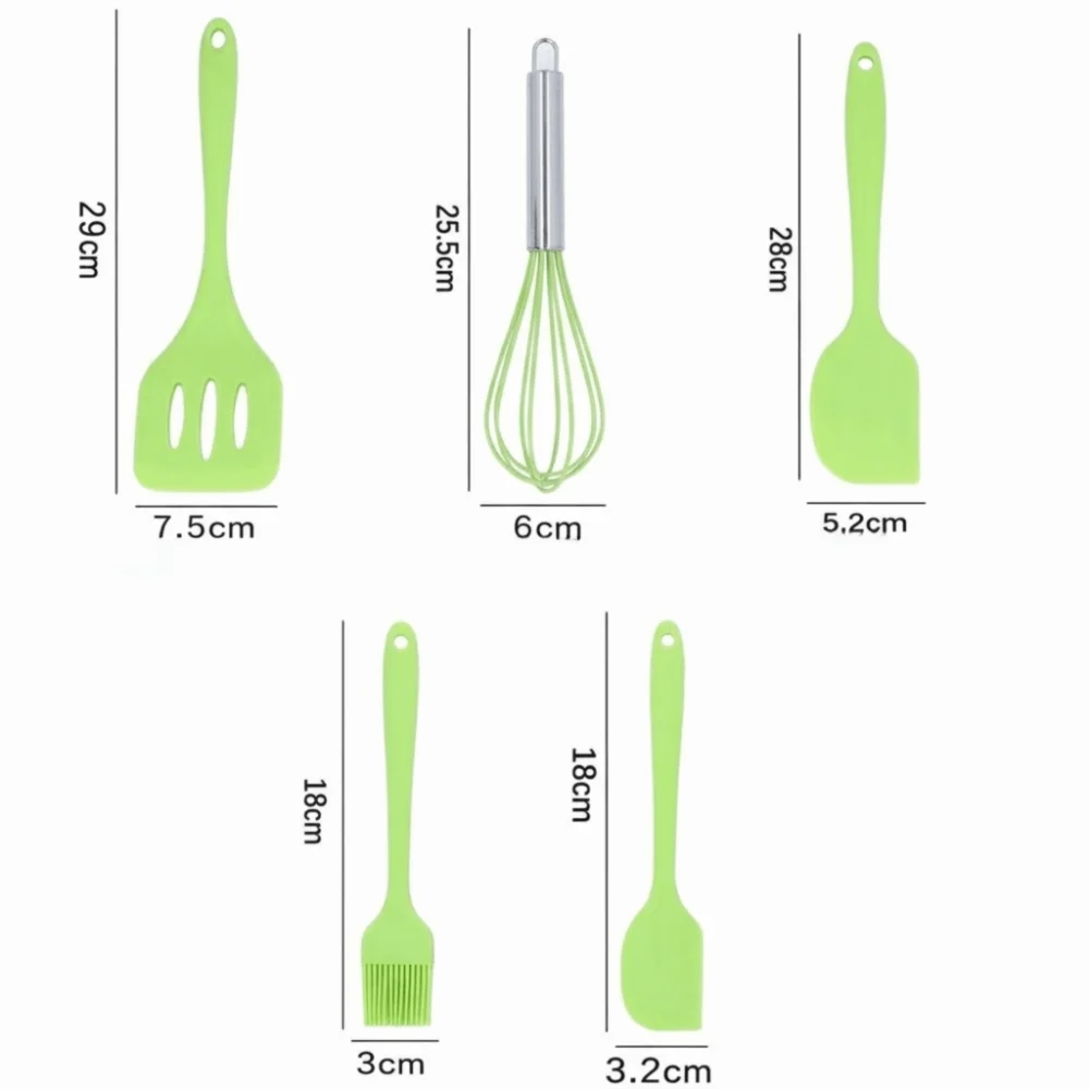 5-Piece Silicone Kitchen Utensils Set – Nonstick & Heat Resistant Silicone Utensil Set Richie's