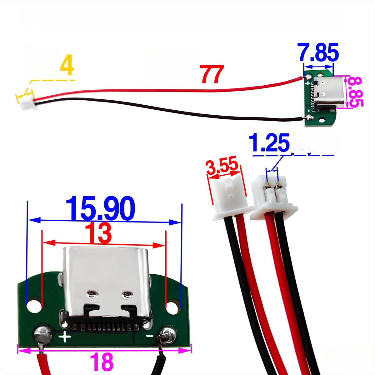 USB 3.1 Type-C 16-Pin PCB Test Adapter Connector Socket USB-C PCB Adapter Richie's N 5Pcs